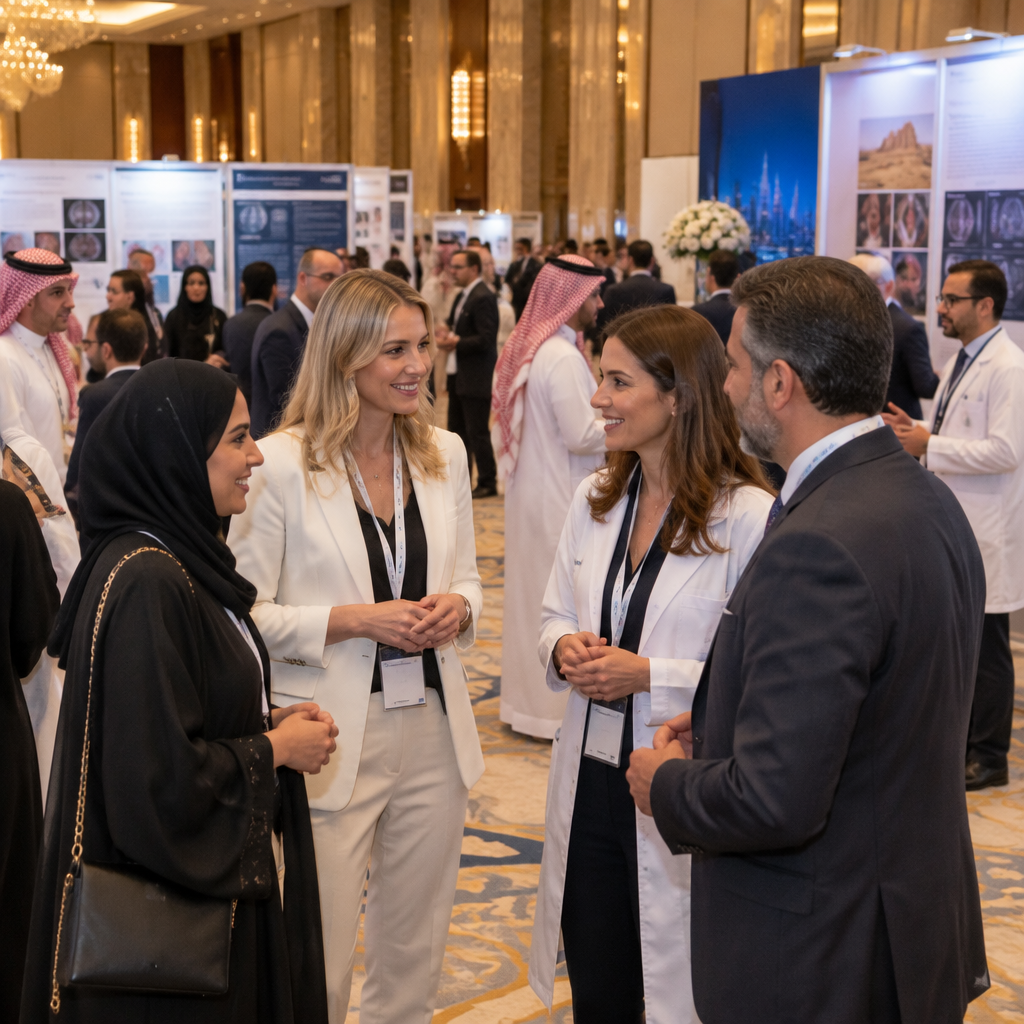 Healthcare professionals networking at a CME conference